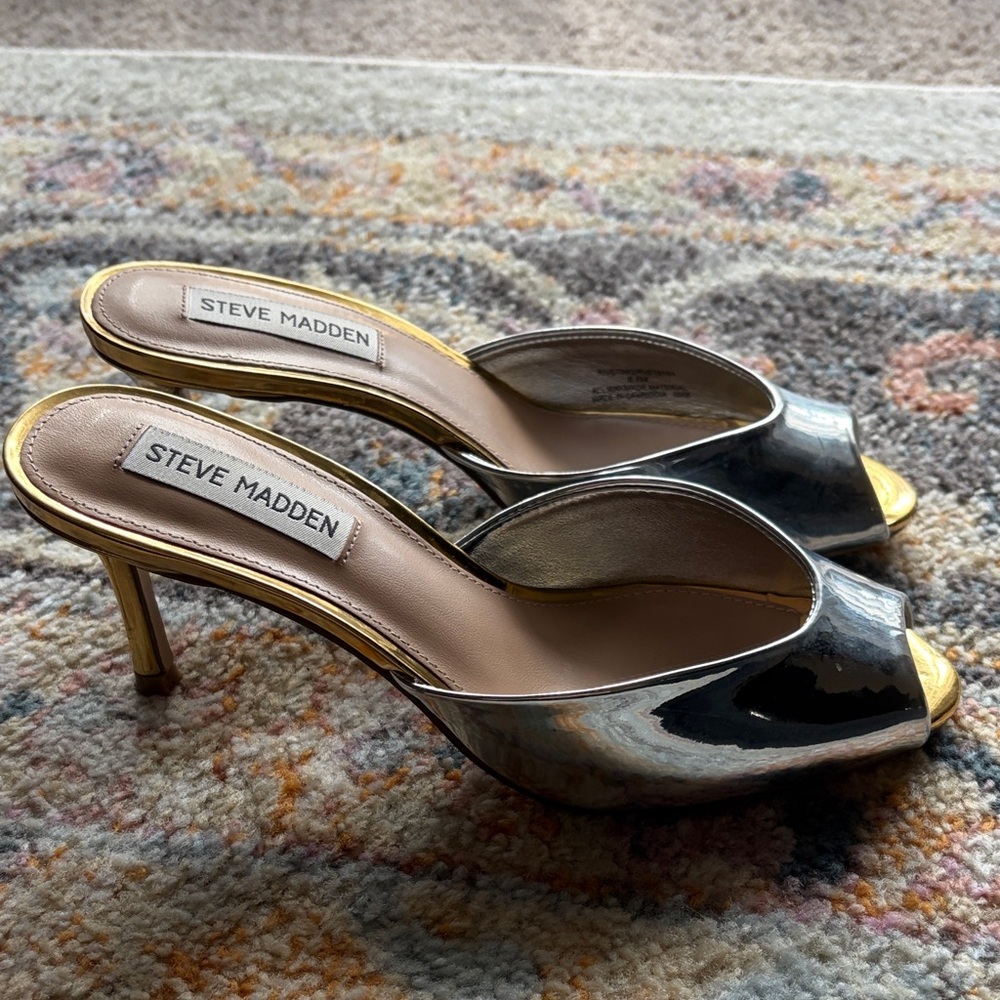 Steve Madden Metallic Silver and Gold Heels